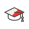 Capa de graduação académica quadrada dos ícones